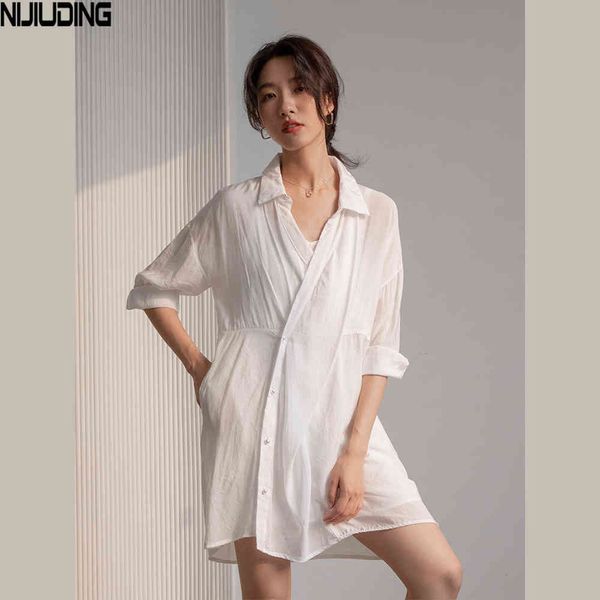 

women's spring summer dress female white three quarter sleeve mini party + t-shirts elegant clothing 210514, Black;gray