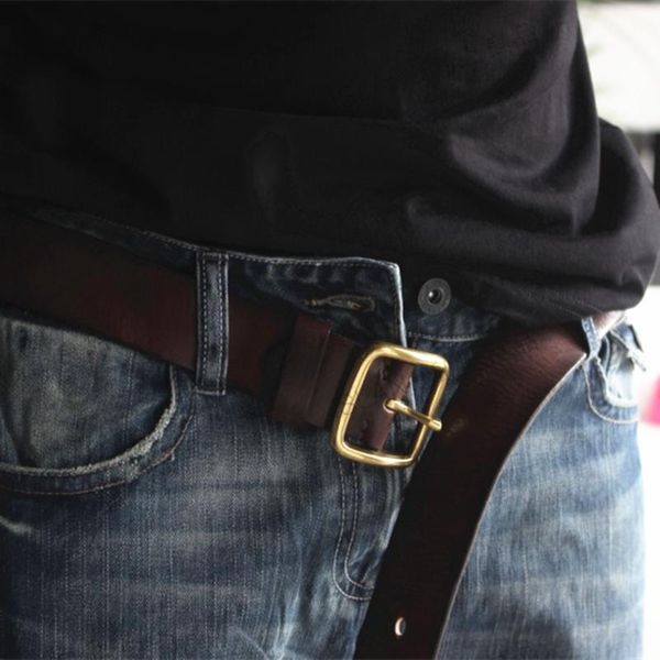 

belts men's retro leather belt luxury fashion classic copper pin buckle man's jeans high quality, Black;brown