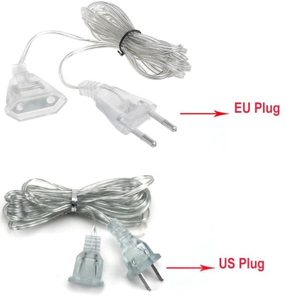 

strings 5m 3m power extension cable eu us plug 110v-220v ac connector extender for led light string christmas wedding party decor