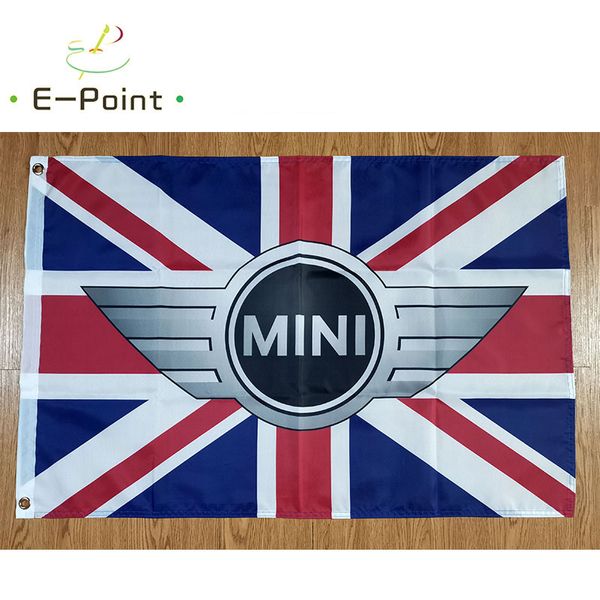 Britische Mini Cooper-Autoflagge, 90 cm x 150 cm, Polyester-Banner, Dekoration, fliegende Hausgarten-Flaggen, festliche Geschenke