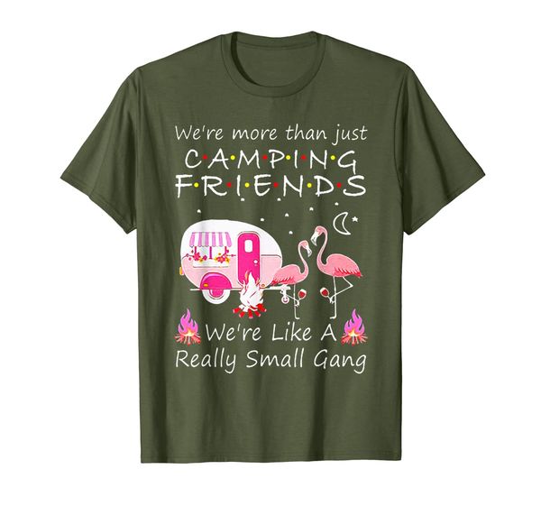 

we're more than just camping friends pink flamingo tshirts, White;black