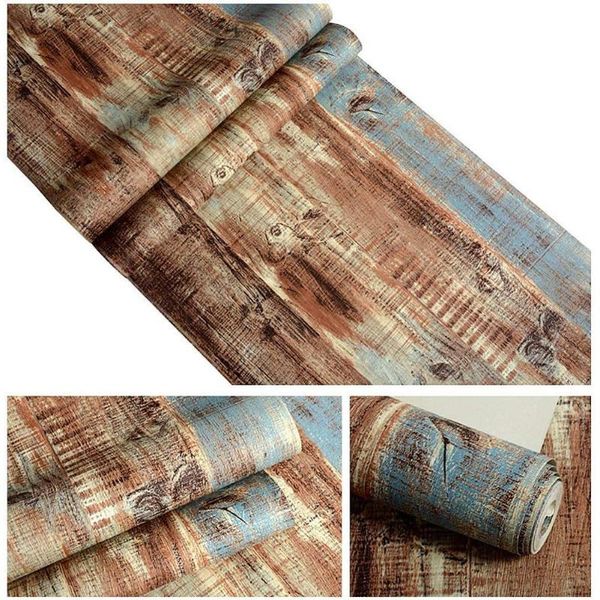 

wallpapers vintage wood self adhesive paper removable peel stick wallpaper blue panel interior film leave no trace surfaces easy clean