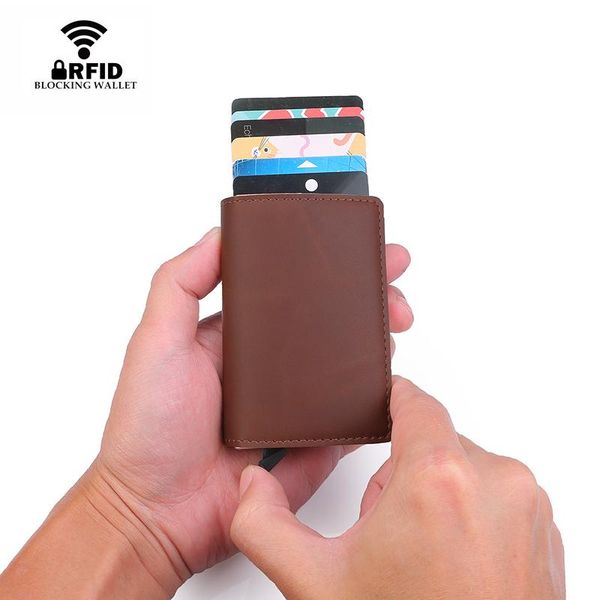 

leather card holder wallets men brand rfid black magic trifold slim mini wallet small money bag male purses walet, Red;black