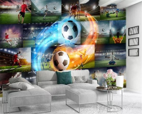 

wallpapers 3d wallpaper wall promotion whirlwind football and player hd digital printing moisture-proof paper