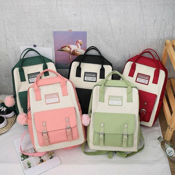 

piece/set schoolbags casual teenager girl school bag fashion cute women backpack canvas anti-theft shoulder female bags