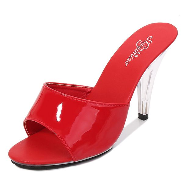 

slippers pantufas transparentes salto sensual feminino 7cm 10cm casual boate plus size 34-43 44 45 i3y0, Black