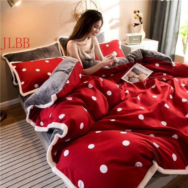 

bedding sets ab side winter set 4pcs flannel fleece flat sheet duvet cover cotton bed linens bedclothes pastoral heart home linen