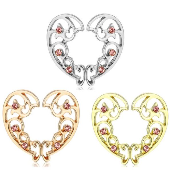 

d0678 heart no-piercing nipple ring mix colors, Silver