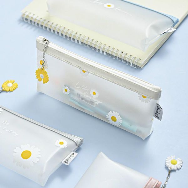 

pencil bags transparent case fashion frosted cartoon stationery bag simple girl's heart box lovely fresh