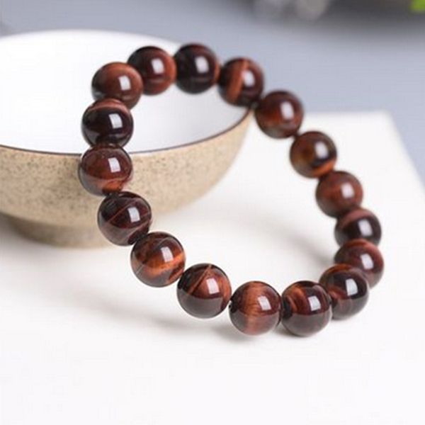 

fashion design bracelet natural red tiger eye stone men's and women's colorful blue yellow eagle crystal 8-18mm, Golden;silver