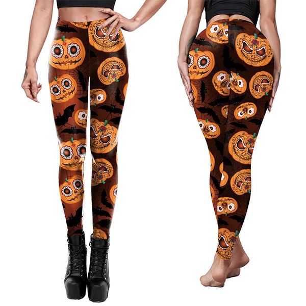 

women's leggings pumpkin lantern printed for women halloween scary party trousers costume bat casual pants fitness streetwear bottoms, Black