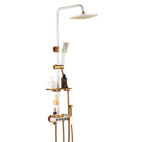 

and cold shower set/black gold paint/shower square head lift/with high pressure spray gun bathroom sets