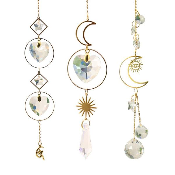 

decorative objects & figurines crystal windchimes star moon pendant handmade sun catcher light garden window wedding curtain chandelier deco