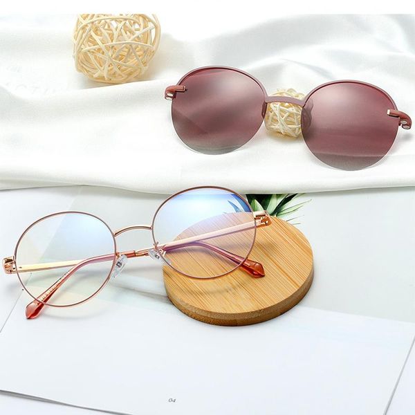 

outdoor eyewear round metal magnet clip on sunglasses women men brand designer fashion transparent blue light glasses frame polarized