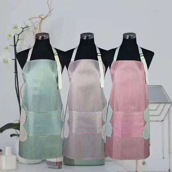 

adjustable hand wipe apron kitchen cooking oil proof waterproof smock pocket stripe