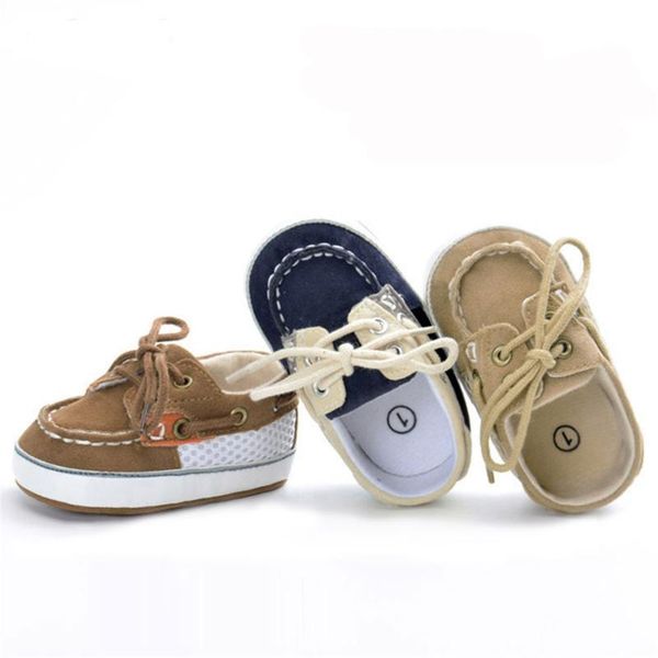 

brand vintage leather baby shoes non-slip born infant t-tied first walkers boy girls toddler soft sole