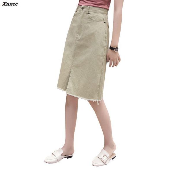 

skirts casual basic summer fashion high waist womens pockets button denim skirt female street jeans, Black