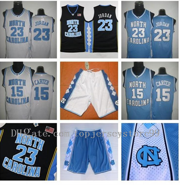 Vintage Vince Carter UNC Jersey North Carolina #15 Vince Carter Blau Weiß genäht NCAA College Basketball Trikots, Shorts mit gestickten Logos