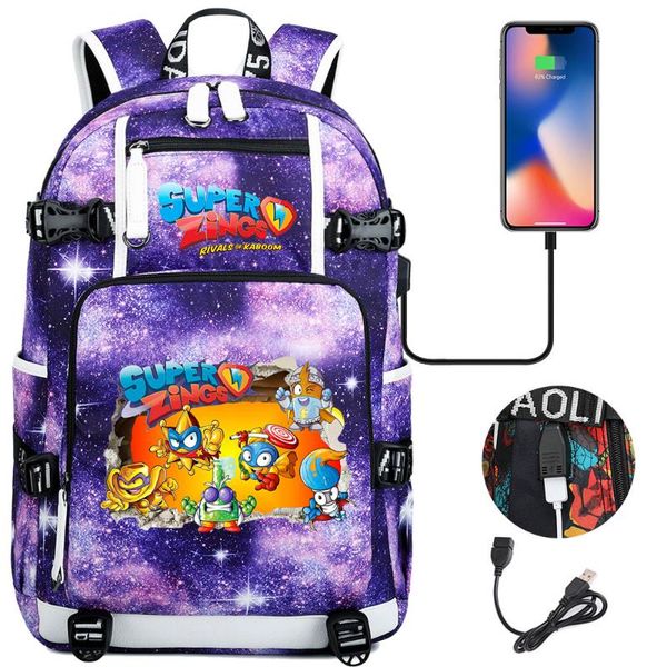 

backpack super zings girl boy schoolbag large capacity lapbag waterproof multifunction usb charging backpacks