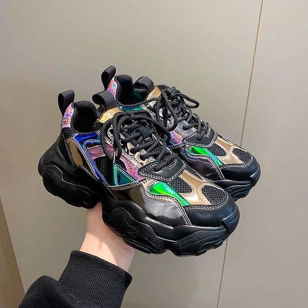 

sports sho 2021 spring and autumn breathable thick bottom round head color matching fashion casual mh dad women