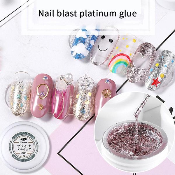 

nail glitter 1 pc platinum glue natural design diy non-toxic long-lasting explosion nails art accessories, Silver;gold