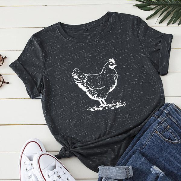 

women's t-shirt women t shirt 100%cotton cartoon funny chicken print basic tees harajuku oversized short sleeve ladies street, White
