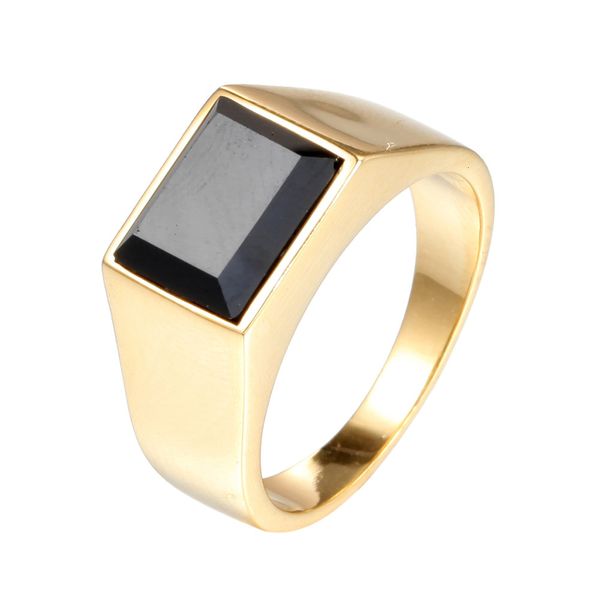 

delicate ring tuhao gold stainless steel black agate casting men's, Silver