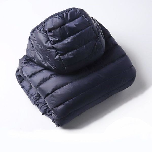 

2020 winter men's light down jacket with vertical collar and young thin, Black
