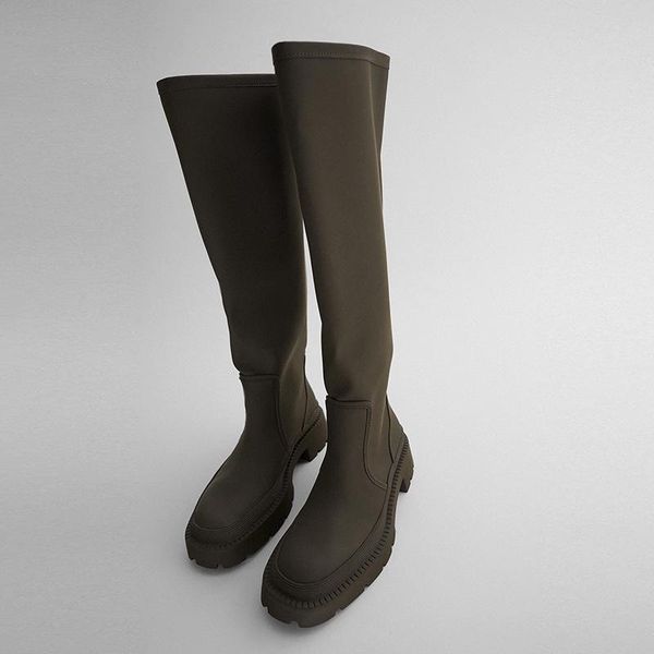 

dress shoes long boots women 2021 rain net red same style knee knight, Black