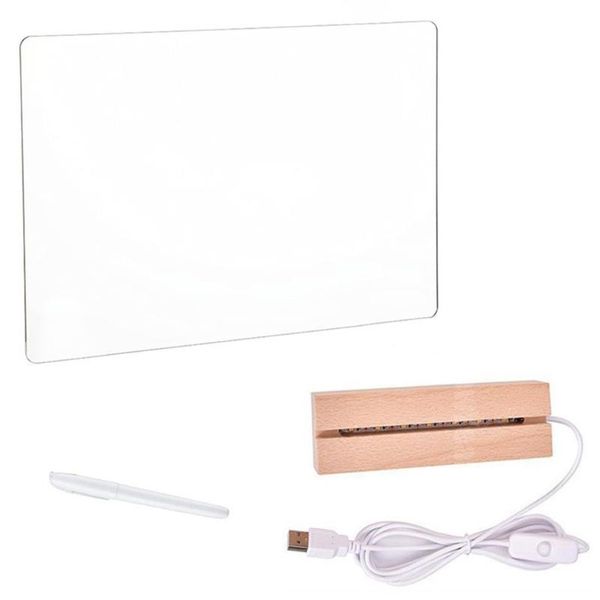 

party decoration clear writing board acrylic message with triangle base luminous erasable white pen