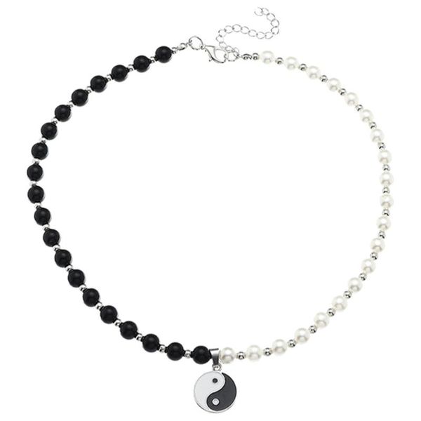 

pendant necklaces 1pc tai ji design pearl necklace creative fashion for black white, Silver