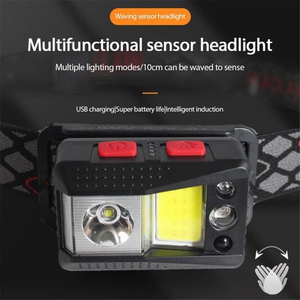 

headlight dual rgb outdoor lighting far and near battery display usb charging induction night light running mini fishing lamp headlamps