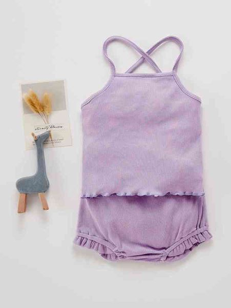 

baby lettuce trim cami & frill trim shorts she, White