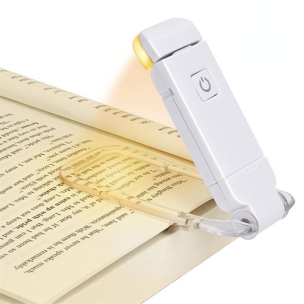 

led usb rechargeable book reading light with adjustable brightness, eye protection clip, portable bookmark reading