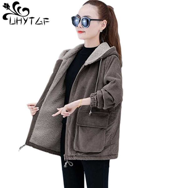 

plus velvet warm autumn winter coat women fashion hooded casual oversized outwear corduroy short parker cotton jacket1151 women's jacke, Black;brown