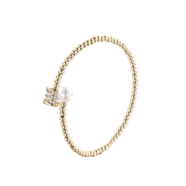 

micro-zircon open bracelet personal wrist ornament pearl bangle, Black