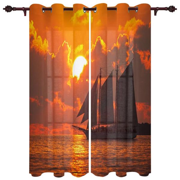 

exquisite home curtains ocean sailing sunset living room bedroom kitchen translucent polyester decorative curtain & drapes