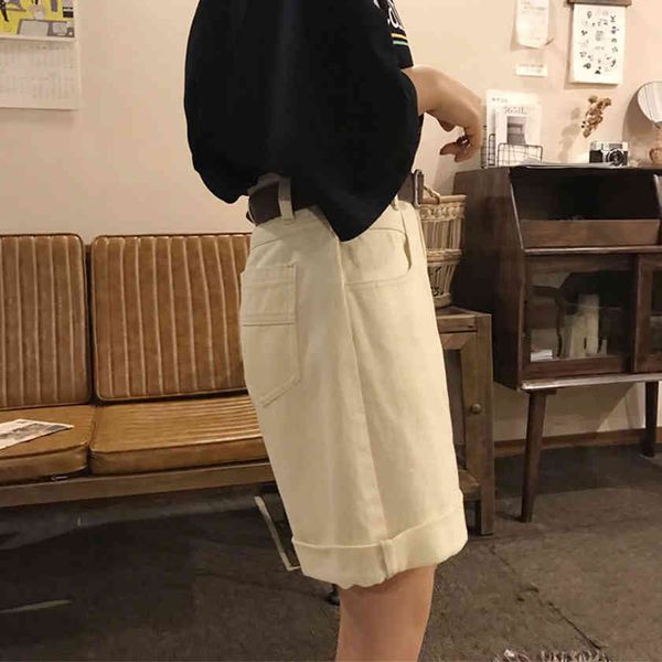 

2021 spring and summer new womens casual loose denim fashion high waist wide leg shorts female bottoms b01409o, White;black
