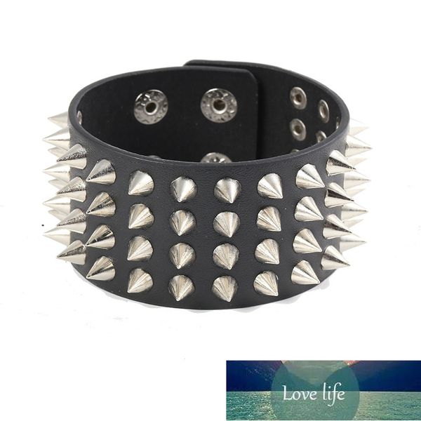 

hip hop cool wolf tooth bangle cuff bracelet fashion gothic metal cone stud spikes rivet leather wristband men punk rock jewelry factory pri, Golden;silver