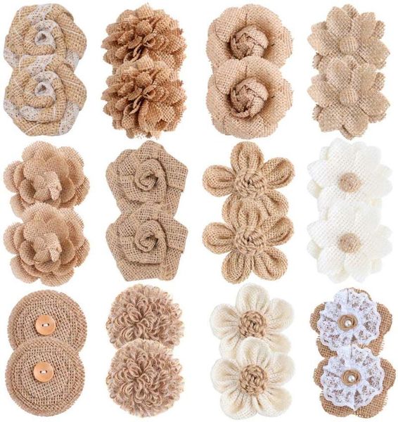 

decorative flowers & wreaths 24pcs burlap for crafts natural handmade rustic rose flower decoration diy craft bouquets home wedding