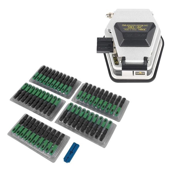 

fiber optic equipment 50pcs sc apc fast adapter connector embedded & 1set cleaver ftth tools