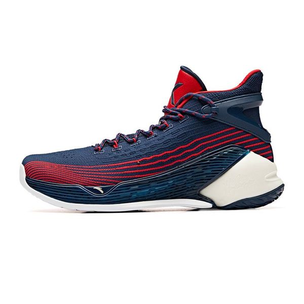 

anta klay thompson kt4 original final basketball shoes of men fashion retro with shoe box - deep blue/red 11931101-5