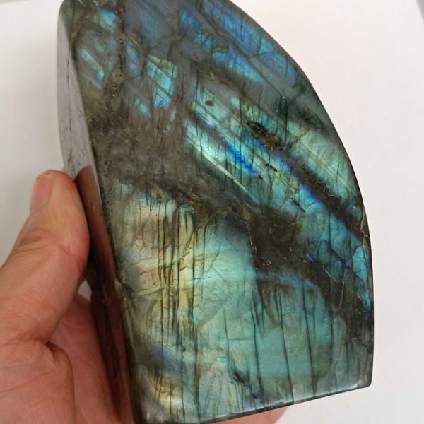 700-750g 1 pc de cristal natural quartzo polido pedra preciosa pedra de labradorite com azul ou flash amarelo H1015