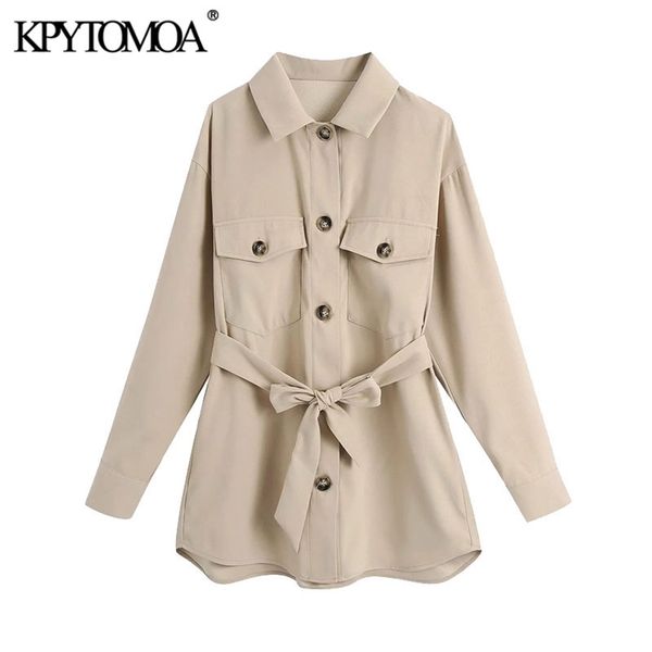 

women fashion with belt button-up loose blouses long sleeve pockets female shirts blusas chic 210420, White