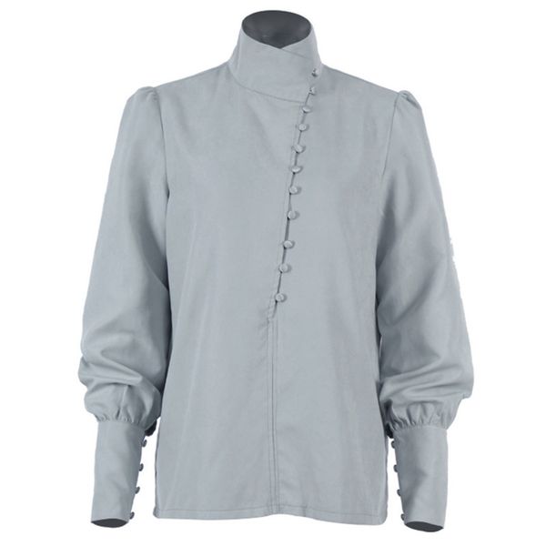

[ewq] spring autumn new office white blouse casual ladies gray chic blusas long sleeve simple fashion shirt 16w797 210423