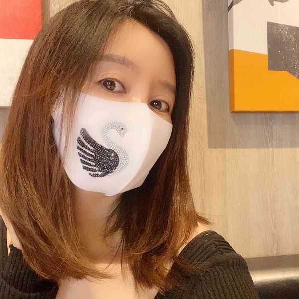 

black personalized white swan bright diamond sunscreen warm adjustable mask