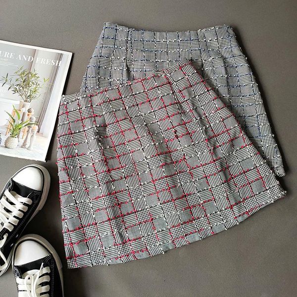 

skirts women high waist black zipper slim mini spring autumn female short korean tassel plaid knitting skirt