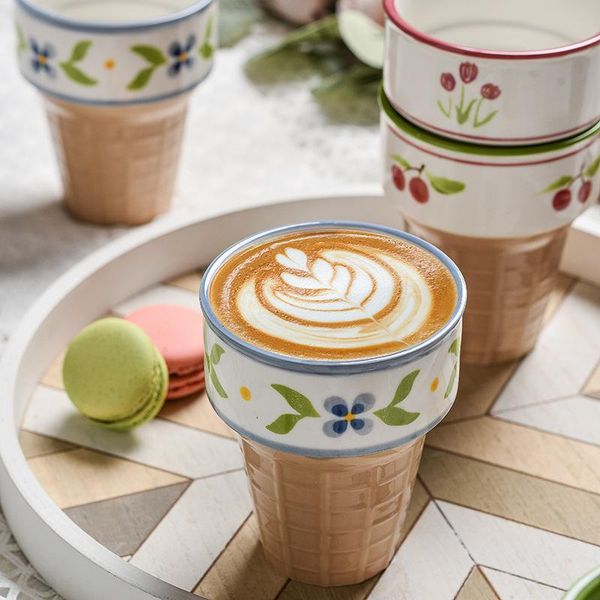 

mugs ceramic coffee mug cute ice cream cups shape korean style home drinkware creative pudding dessert cone milk cup gift