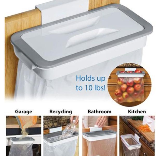

waste bins portable garbage bag holder for home kitchen hanging trash storage rack hook scouring pad dry shelf organzier