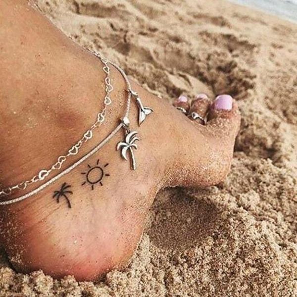 

anklets letapi fashion double layer coconut tree ankle bracelet for women handmade leg chain anklet vintage foot jewelry accessories, Red;blue